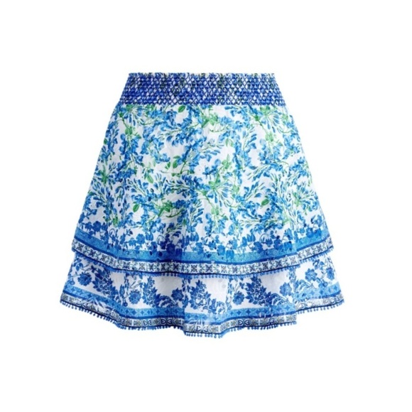 ALICE + OLIVIA Crawford Smocked Mini Skirt Size Large NWT - Picture 1 of 14